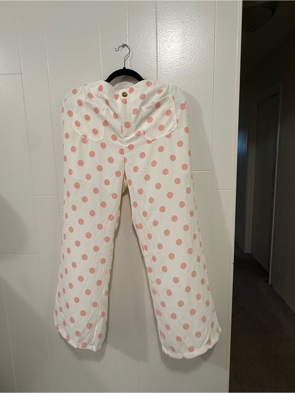 Women’s Cream Pants with Pink Polka Dots
